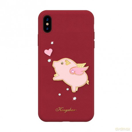 Kingxbar Moonky etui ozdobione oryginalnymi Kryształami Swarovskiego iPhone XS Max czerwony