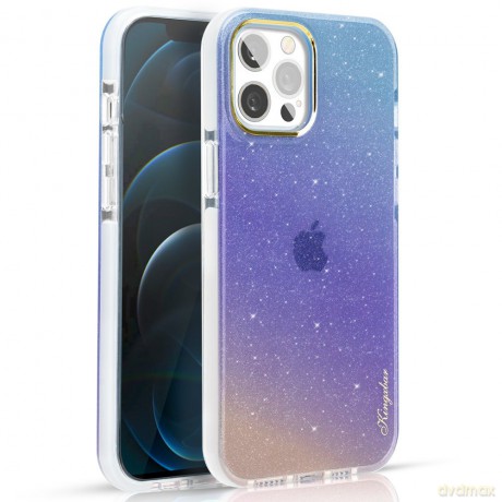 Kingxbar Ombre etui pokrowiec iPhone 12 Pro Max niebieskofioletowy