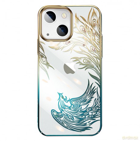 Kingxbar Phoenix Series luksusowe etui z Kryształami Swarovskiego na iPhone 13 Pro złoto-niebieski (Flying)