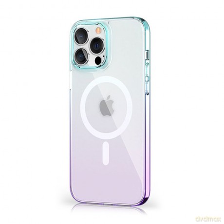 Kingxbar PQY Gradient Series magnetyczne etui do iPhone 13 Pro Max obudowa pokrowiec fioletowo-niebieski (kompatybilne z MagSafe)