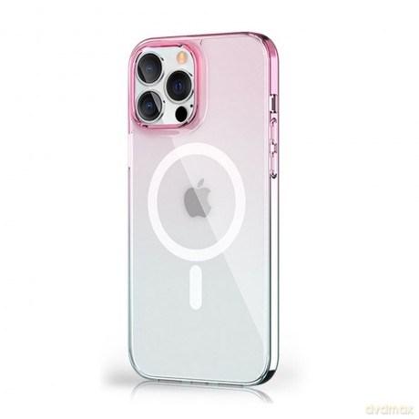 Kingxbar PQY Gradient Series magnetyczne etui do iPhone 13 Pro obudowa pokrowiec niebiesko-różowy (kompatybilne z MagSafe)