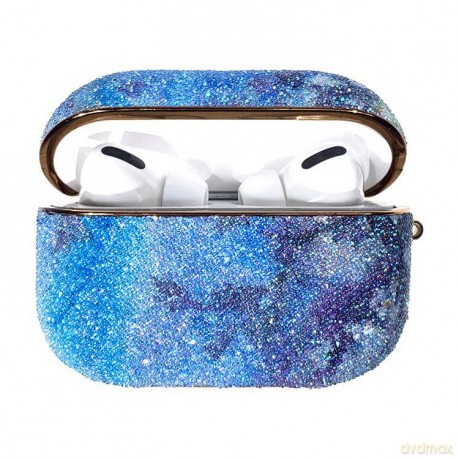 Kingxbar Rainbow błyszczące brokatowe etui pudełko pudełeczko na słuchawki AirPods Pro niebieski