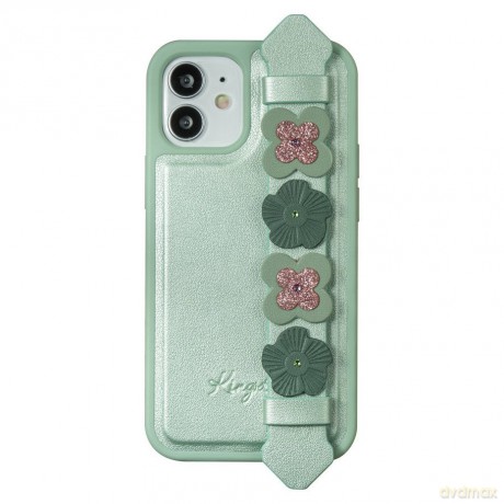 Kingxbar Sweet Series żelowe etui ozdobione oryginalnymi Kryształami Swarovskiego z podstawką iPhone 12 Pro Max zielony