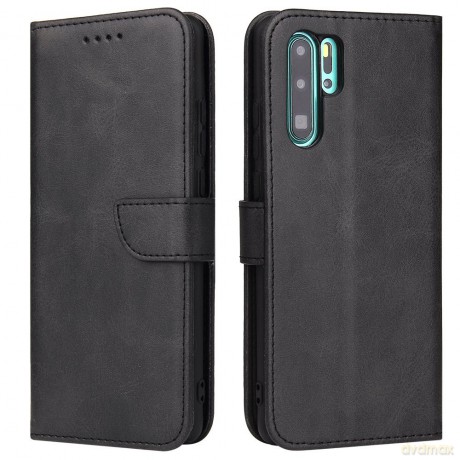 Magnet Case elegancki futerał etui pokrowiec z klapką i funkcją podstawki Huawei P30 Pro czarny