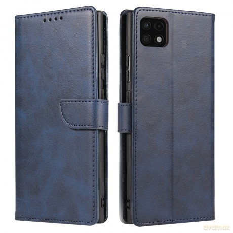 Magnet Case elegancki futerał etui pokrowiec z klapką i funkcją podstawki Samsung Galaxy A22 4G niebieski