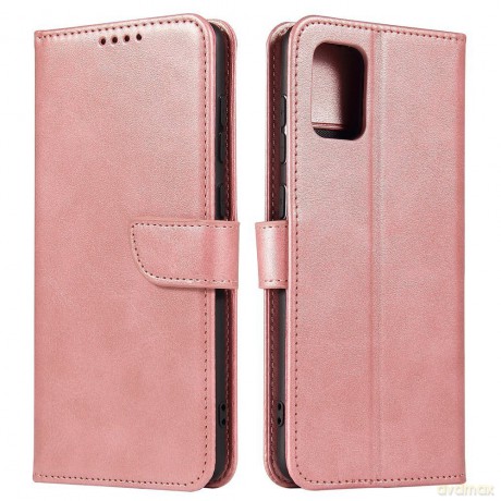 Magnet Case elegancki futerał etui pokrowiec z klapką i funkcją podstawki Samsung Galaxy A71 5G różowy