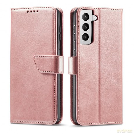 Magnet Case elegancki futerał etui pokrowiec z klapką i funkcją podstawki Samsung Galaxy S21 FE różowy