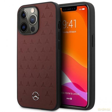 Mercedes MEHCP13XPSQRE iPhone 13 Pro Max 6,7" czerwony/red hardcase Leather Stars Pattern