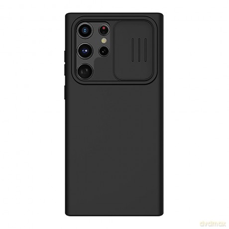 Nillkin CamShield Silky Silicone Case etui pokrowiec z osłoną na aparat do Samsung Galaxy S22 Ultra czarny