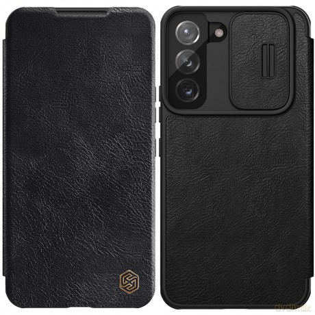 Nillkin Qin Leather Pro Case etui do Samsung Galaxy S22 osłona na aparat kabura pokrowiec obudowa z klapką czarny