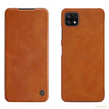 Nillkin Qin skórzana kabura etui Samsung Galaxy A22 5G brązowy