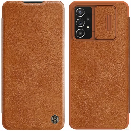 Nillkin Qin skórzana kabura etui Samsung Galaxy A73 brązowy