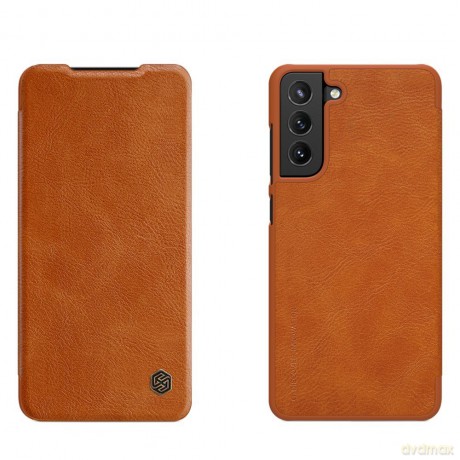 Nillkin Qin skórzana kabura etui Samsung Galaxy S21 FE brązowy