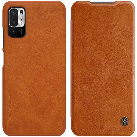 Nillkin Qin skórzana kabura etui Xiaomi Redmi Note 10 5G brązowy