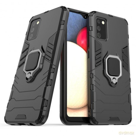 Ring Armor pancerne hybrydowe etui pokrowiec + magnetyczny uchwyt Samsung Galaxy A02s EU czarny