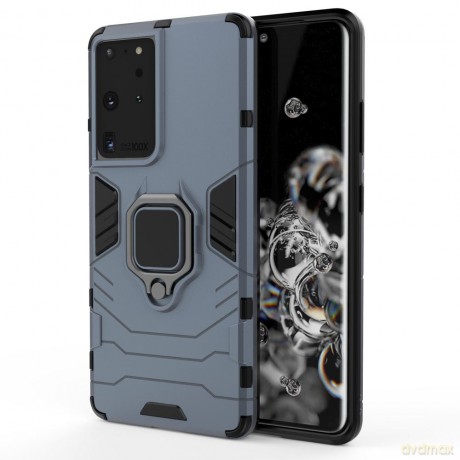 Ring Armor pancerne hybrydowe etui pokrowiec + magnetyczny uchwyt Samsung Galaxy S21 Ultra 5G niebieski