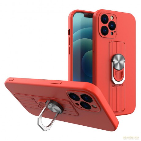 Ring Case silikonowe etui z uchwytem na palec i podstawką do iPhone 11 czerwony