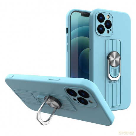 Ring Case silikonowe etui z uchwytem na palec i podstawką do iPhone 11 jasnoniebieski