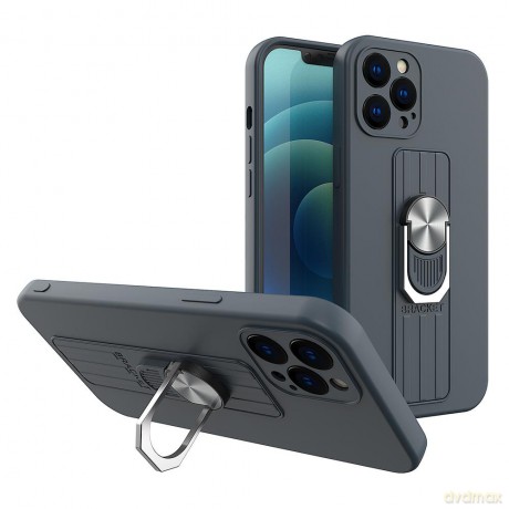 Ring Case silikonowe etui z uchwytem na palec i podstawką do iPhone 11 Pro Max ciemnoniebieski