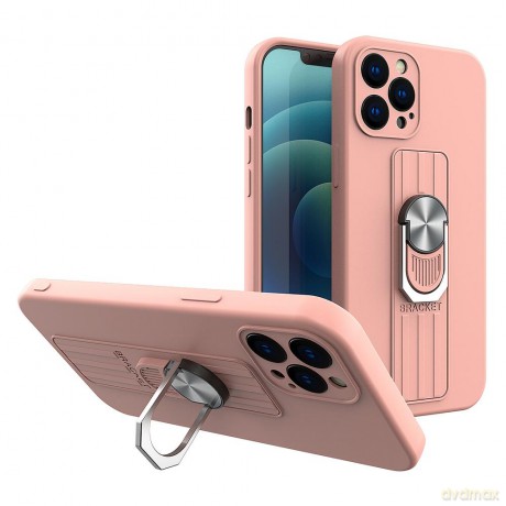 Ring Case silikonowe etui z uchwytem na palec i podstawką do iPhone 11 Pro różowy