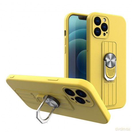 Ring Case silikonowe etui z uchwytem na palec i podstawką do iPhone 13 Pro żółty