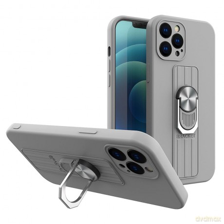 Ring Case silikonowe etui z uchwytem na palec i podstawką do Samsung Galaxy S21 5G srebrny