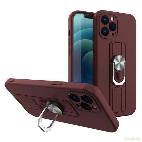 Ring Case silikonowe etui z uchwytem na palec i podstawką do Xiaomi Redmi Note 10 Pro brązowy