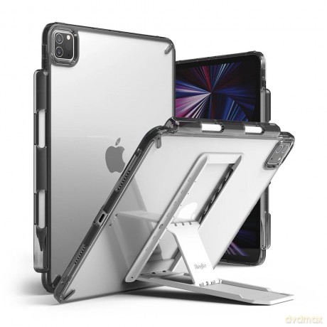 Ringke Fusion Combo Outstanding sztywne etui z żelową ramką do iPad Pro 11'' 2021 + samoprzylepna podstawka szary (FC529R40)