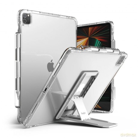Ringke Fusion Combo Outstanding sztywne etui z żelową ramką do iPad Pro 12.9'' 2021 + samoprzylepna podstawka przezroczysty (FPC530R39)