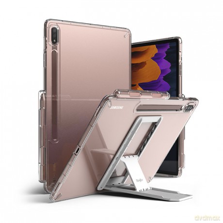 Ringke Fusion Combo Outstanding sztywne etui z żelową ramką do Samsung Galaxy Tab S7+ (S7 Plus) + samoprzylepna podstawka przezroczysty (FC476R39)