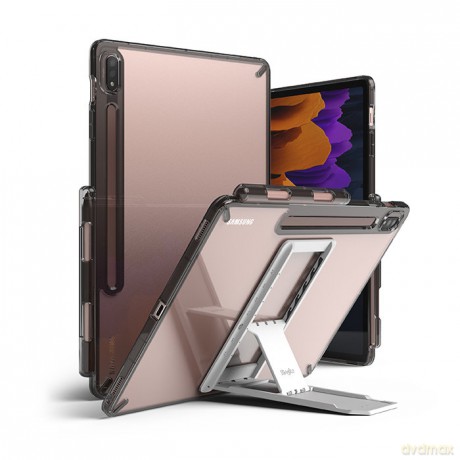 Ringke Fusion Combo Outstanding sztywne etui z żelową ramką do Samsung Galaxy Tab S7+ (S7 Plus) + samoprzylepna podstawka szary (FC476R40)
