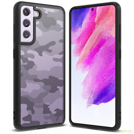 Ringke Fusion Matte etui pokrowiec z żelową ramką Samsung Galaxy S21 FE czarny Camo Black (FM576E73)