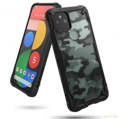 Ringke Fusion X Design etui pancerny pokrowiec z ramką Google Pixel 5 czarny Camo Black (FXGG0016)