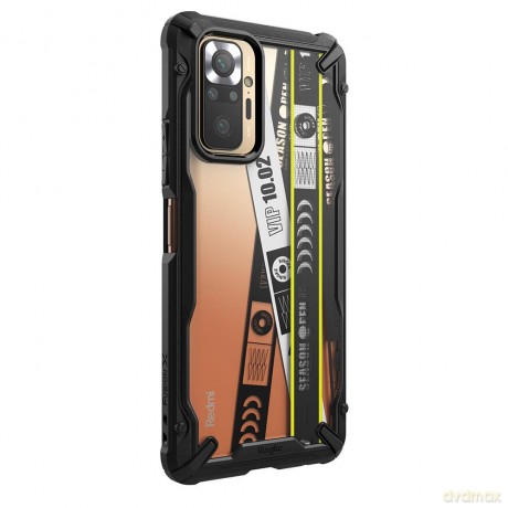 Ringke Fusion X Design etui pancerny pokrowiec z ramką Xiaomi Redmi Note 10 Pro czarny (Ticket band) (XDXI0024)