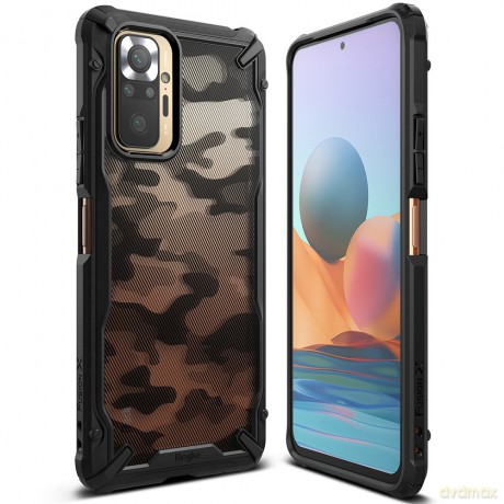 Ringke Fusion X Design etui pancerny pokrowiec z ramką Xiaomi Redmi Note 10 Pro czarny Camo Black (XDXI0023)