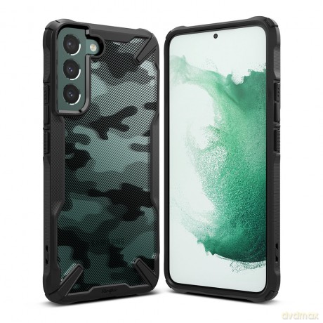 Ringke Fusion X etui pancerny pokrowiec z ramką Samsung Galaxy S22+ (S22 Plus) czarny Camo Black