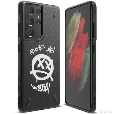 Ringke Onyx Design wytrzymałe etui pokrowiec Samsung Galaxy S21 Ultra 5G czarny (Graffiti) (OXAP0058)