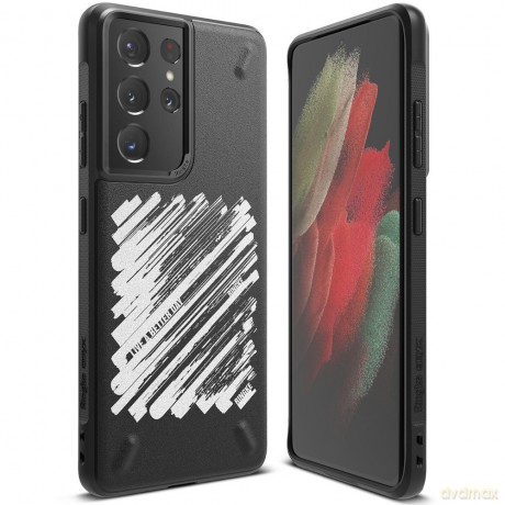 Ringke Onyx Design wytrzymałe etui pokrowiec Samsung Galaxy S21 Ultra 5G czarny (Paint) (OXAP0057)