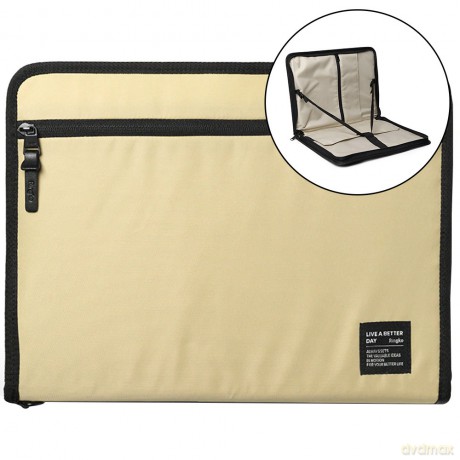 Ringke Smart Zip Pouch uniwersalne etui na laptopa tablet (do 13'') podstawka torba organizer beżowy