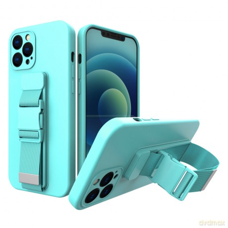Rope case żelowe etui ze smyczą łańcuszkiem torebka smycz iPhone 12 Pro jasnoniebieski
