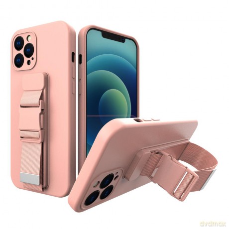 Rope case żelowe etui ze smyczą łańcuszkiem torebka smycz iPhone 12 różowy