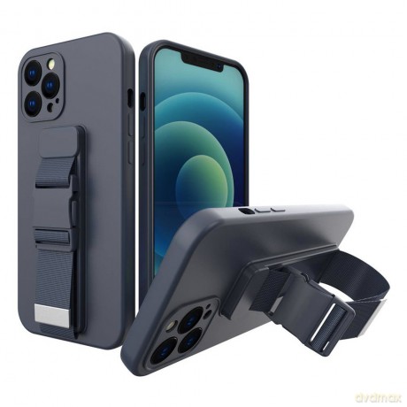 Rope case żelowe etui ze smyczą łańcuszkiem torebka smycz Samsung Galaxy A71 niebieski