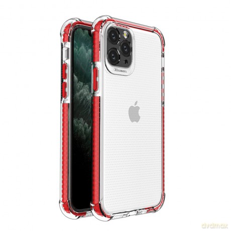 Spring Armor żelowy elastyczny pancerny pokrowiec z kolorową ramką do iPhone 11 Pro czerwony