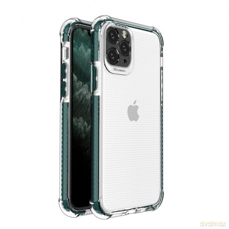 Spring Armor żelowy elastyczny pancerny pokrowiec z kolorową ramką do iPhone 11 Pro Max zielony
