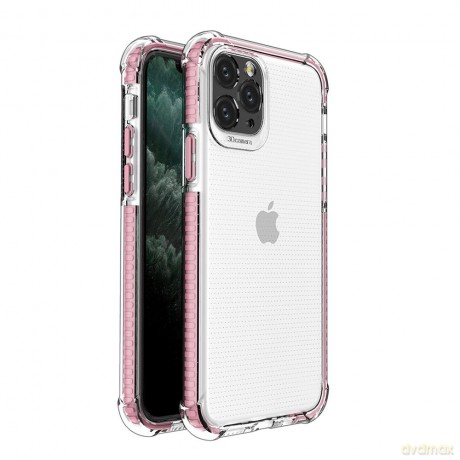 Spring Armor żelowy elastyczny pancerny pokrowiec z kolorową ramką do iPhone 11 Pro różowy