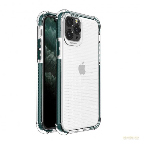 Spring Armor żelowy elastyczny pancerny pokrowiec z kolorową ramką do iPhone 11 Pro zielony