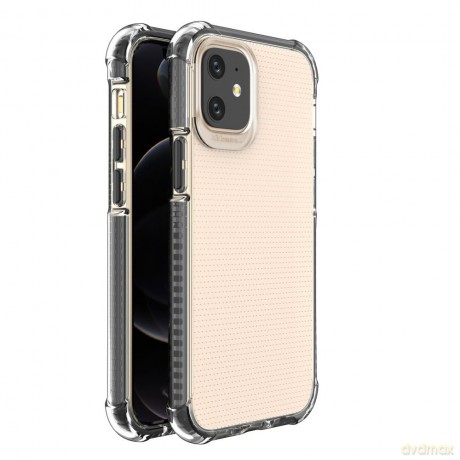 Spring Armor żelowy elastyczny pancerny pokrowiec z kolorową ramką do iPhone 12 mini czarny