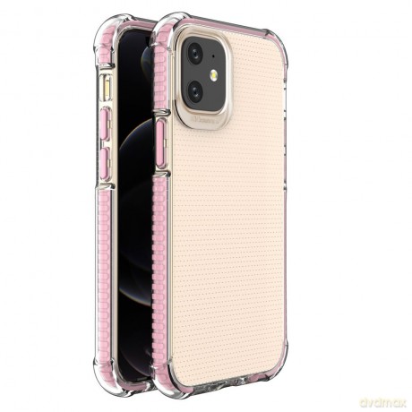 Spring Armor żelowy elastyczny pancerny pokrowiec z kolorową ramką do iPhone 12 mini różowy