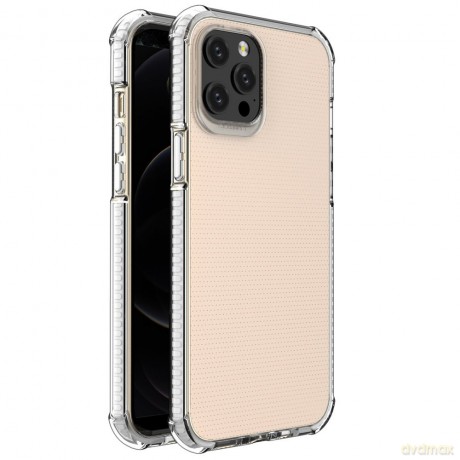 Spring Armor żelowy elastyczny pancerny pokrowiec z kolorową ramką do iPhone 12 Pro Max biały