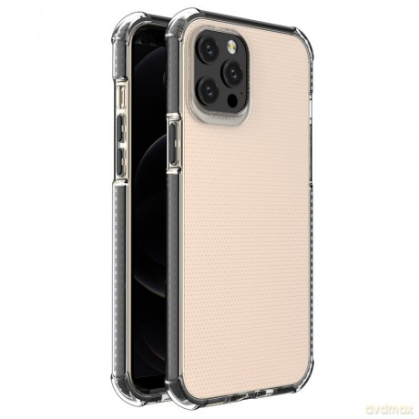 Spring Armor żelowy elastyczny pancerny pokrowiec z kolorową ramką do iPhone 12 Pro Max czarny